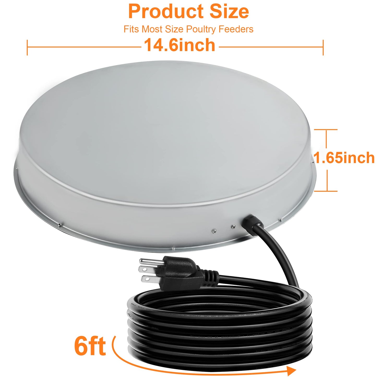 Chicken Water Heater Base for Winter, for Plastic/Metal Poultry Watere Under 6 Gallons, Heated Waterer for Chickens 130W
