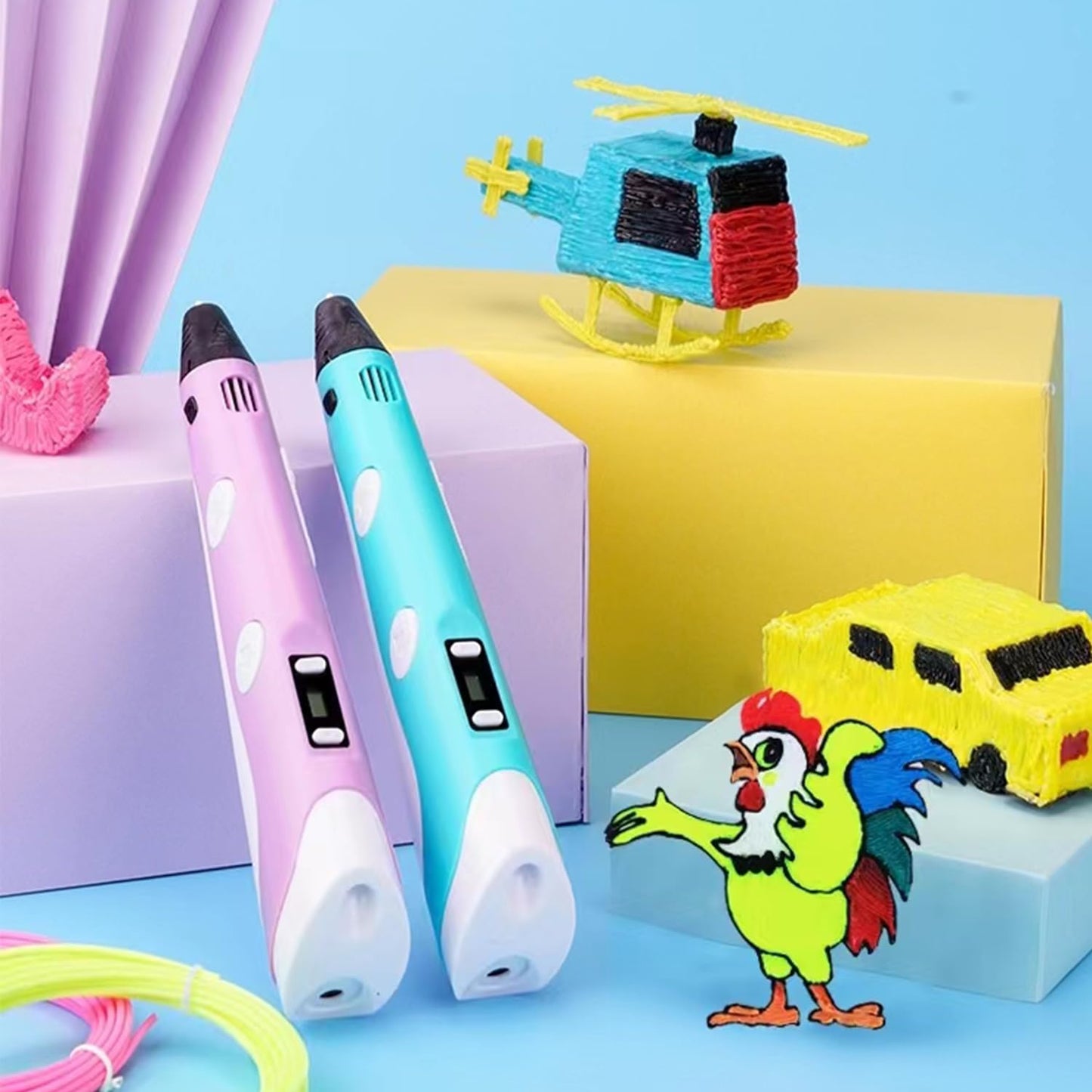 3D Pen for Kids 3D Printing Pen Stylo 3D Doodler Pen 3D Drawing Pen 3D Writing Pen Fun Toys Gift for Kids Include 12 Colors PLA Filament Refills with Charger