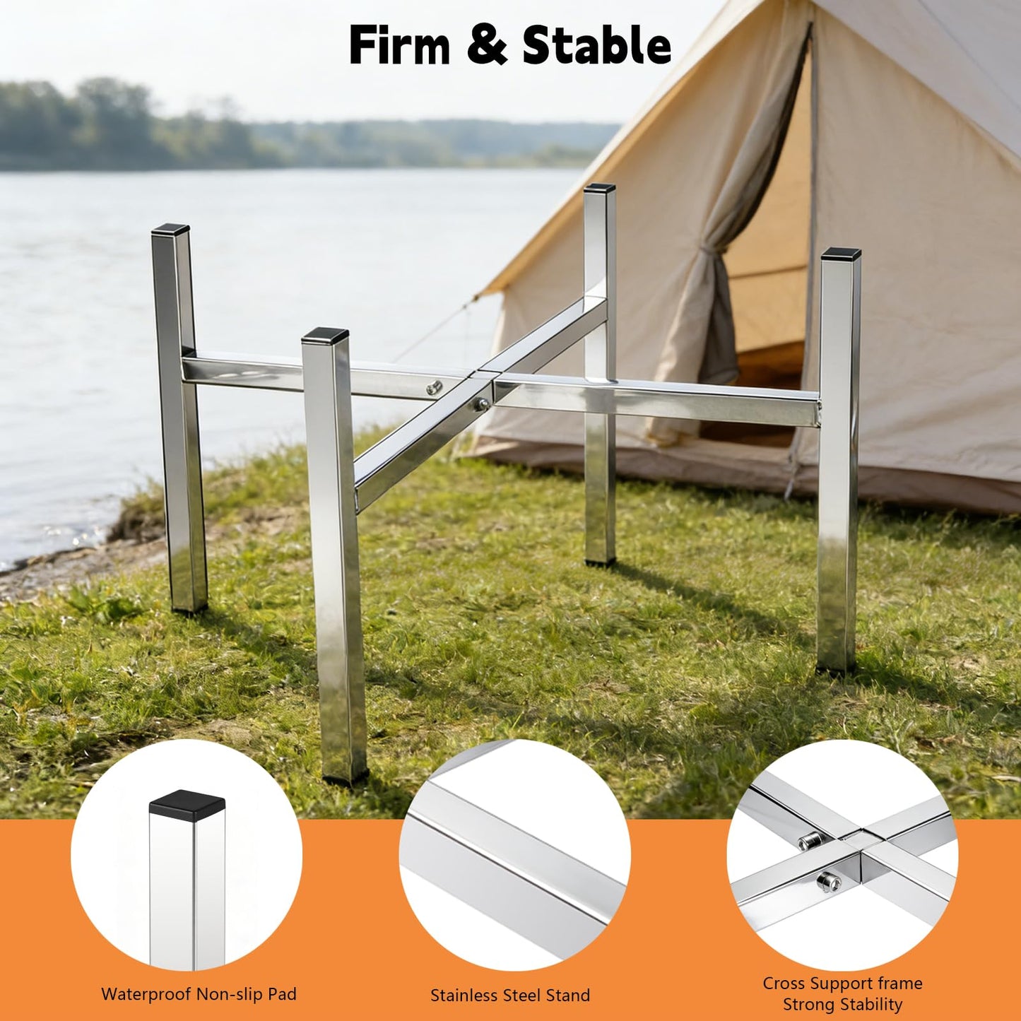 Fire Pit Stand for Solo Stove Bonfire and other 19.5" outdoor Fire Pits | Stainless Steel | Fit for outdoor Camping, Backyard Gatherings & Tailgating