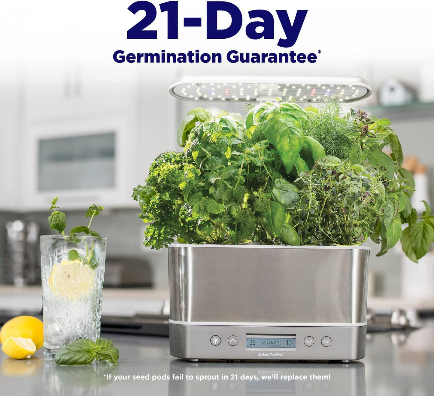 AeroGarden Harvest Elite Indoor Garden Hydroponic System with LED Grow Light and Herb Kit, Holds up to 6 Pods, Stainless