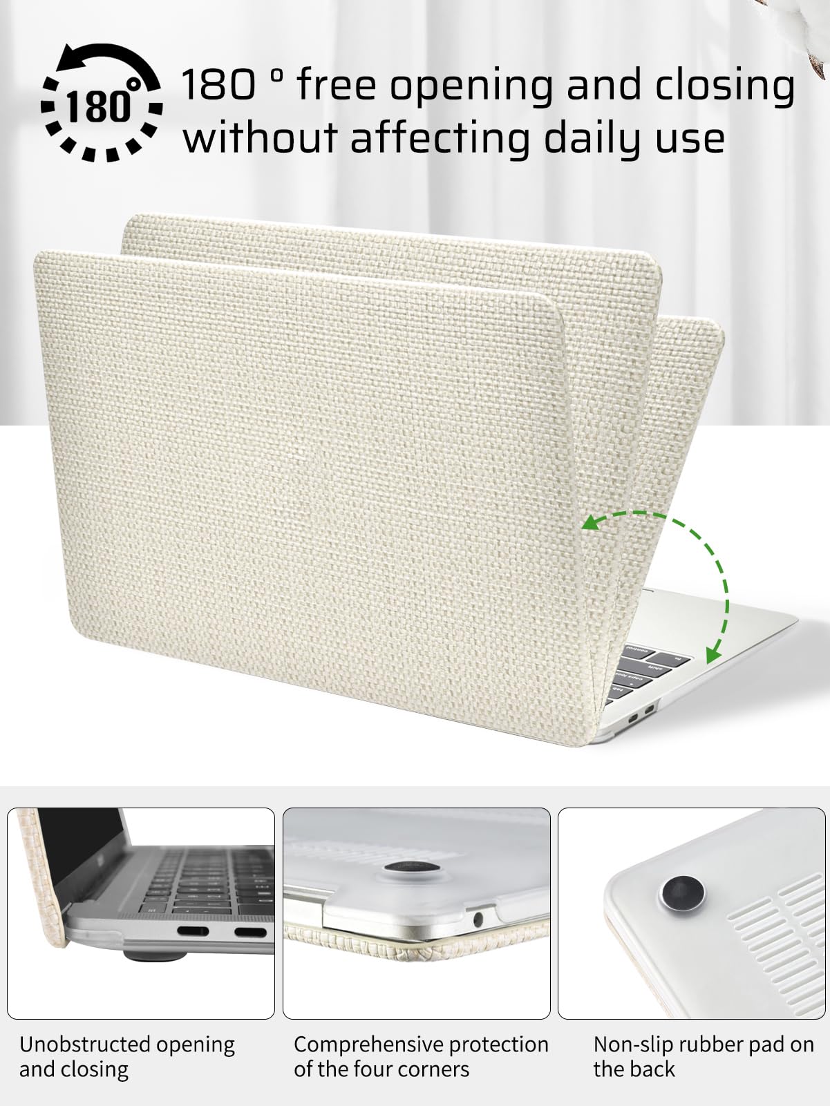 Seorsok Compatible with MacBook Air 13.6 inch Case 2024 2022 M3 A3113 M2 A2681 Chip with Liquid Retina Display Touch ID,Elegant Plastic Hard Shell Case with Transparent Keyboard Cover,Beige Woven
