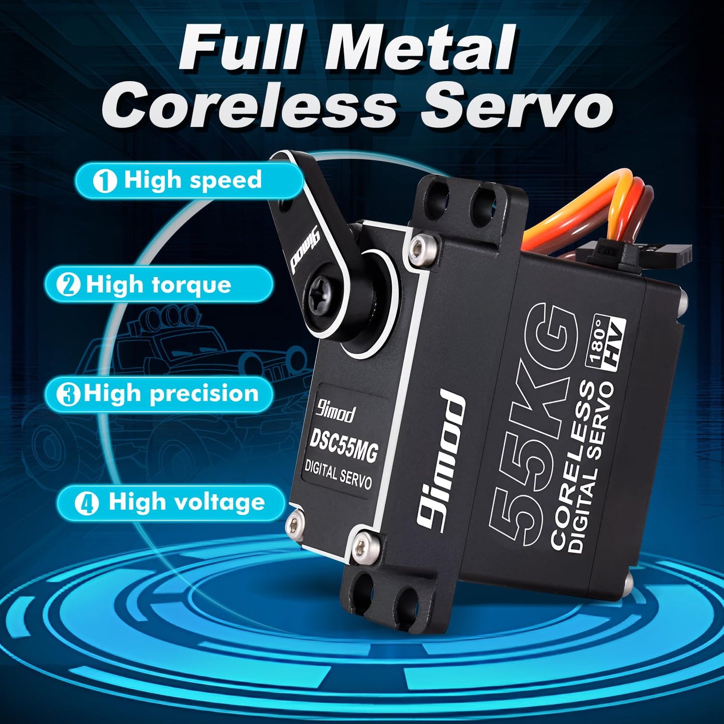 Brushless Servo 55KG Servo Full Metal High Torque Servo Digital RC Servo Motor for TRX4 TRX6 SCX10 III VS4-10 GEN7 1/10 RC Crawler Car Upgrade Parts High Torque Waterproof 180°