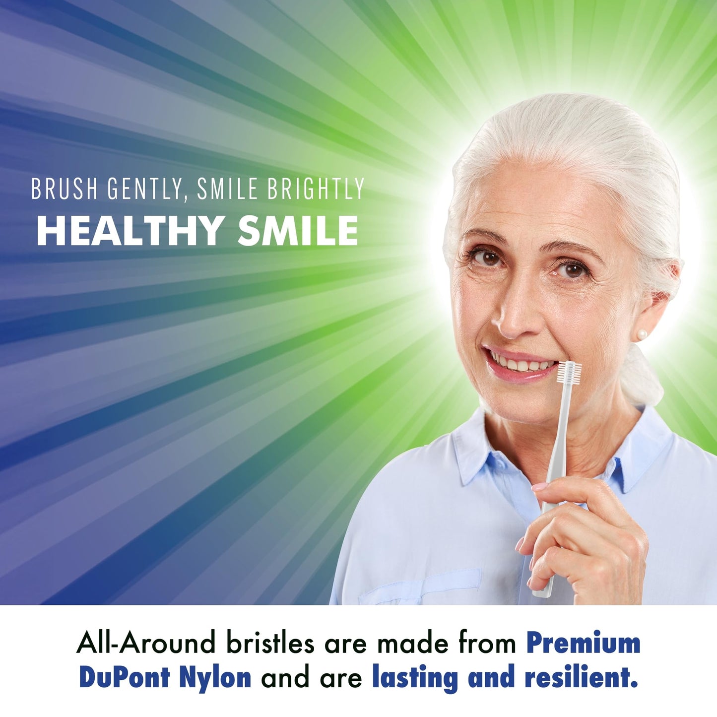 Brilliant Oral Care Adult Sensitive Toothbrush with Extra Soft Bristles, Round Head, and Gentle All-Around Clean for Tender Teeth and Gums, White, 3 Pack