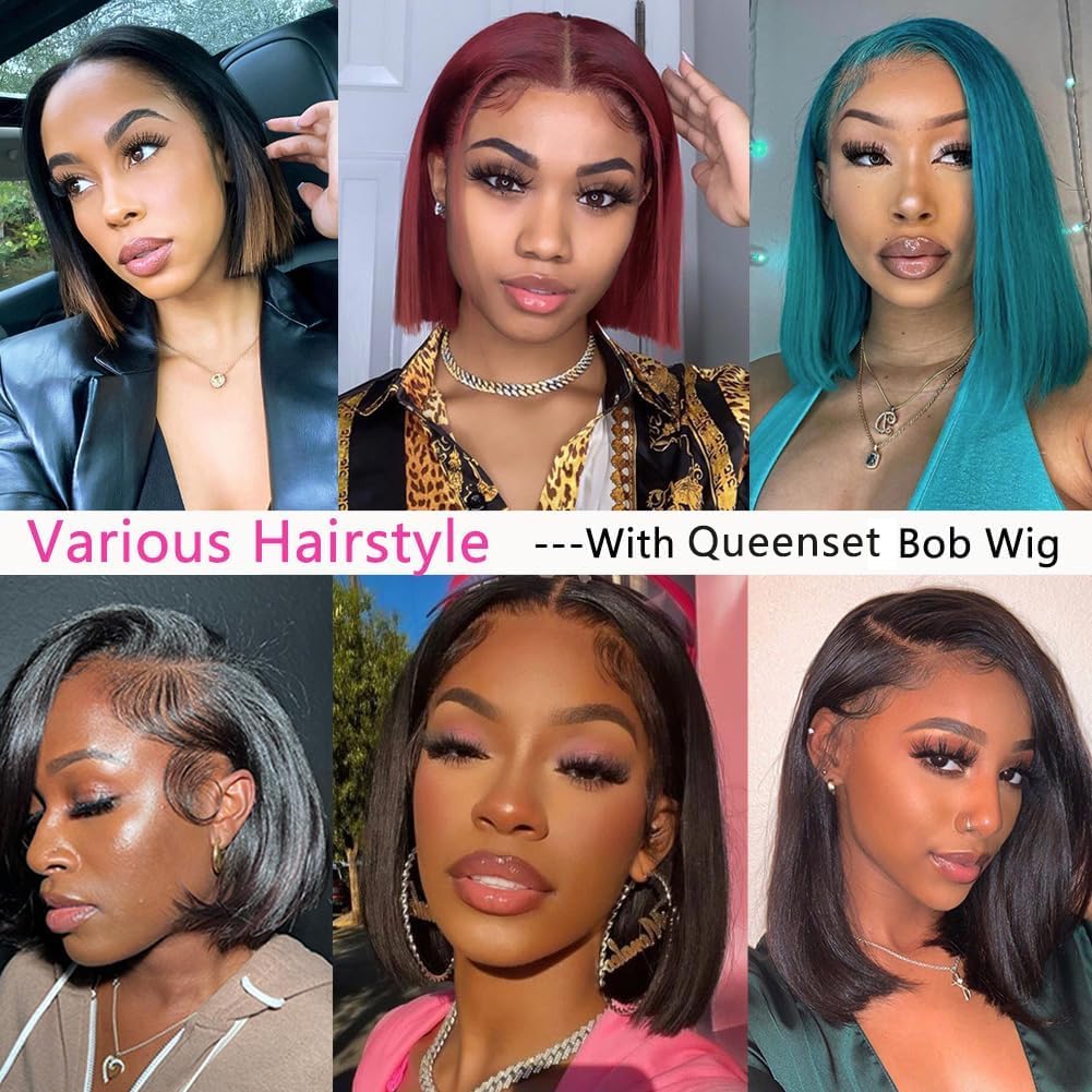13x4 Lace Front Wigs Human Hair Bob Wigs for Women Human Hair Short Hair Straight Glueless Bob Wigs Human Hair Pre Plucked with Baby Hair 10 Inch Perruque Femme Humain Naturel