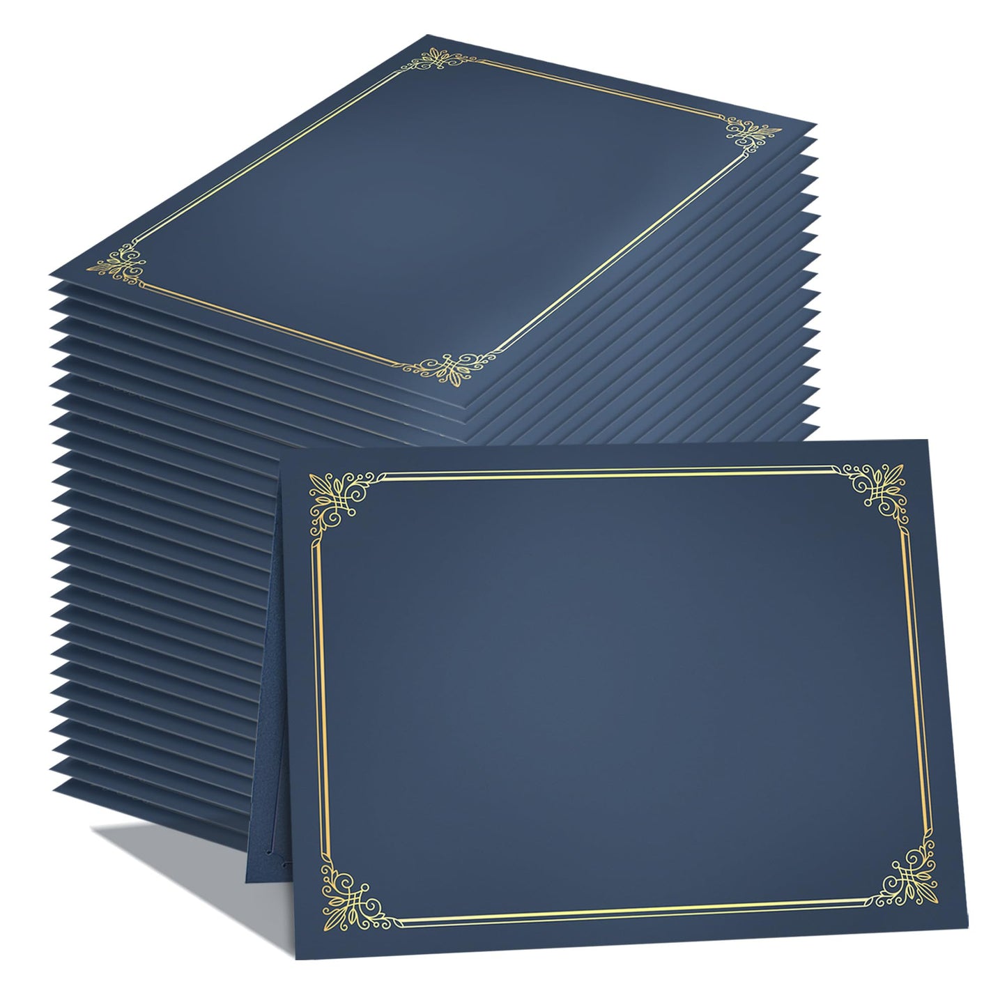 GNL Certificate Holders - 50 Packs Navy Blue Diploma Holders, Certificate Covers with Gold Foil Border, for Letter Size 8.5 x 11 Certificate Paper, Award, Graduation, Documents