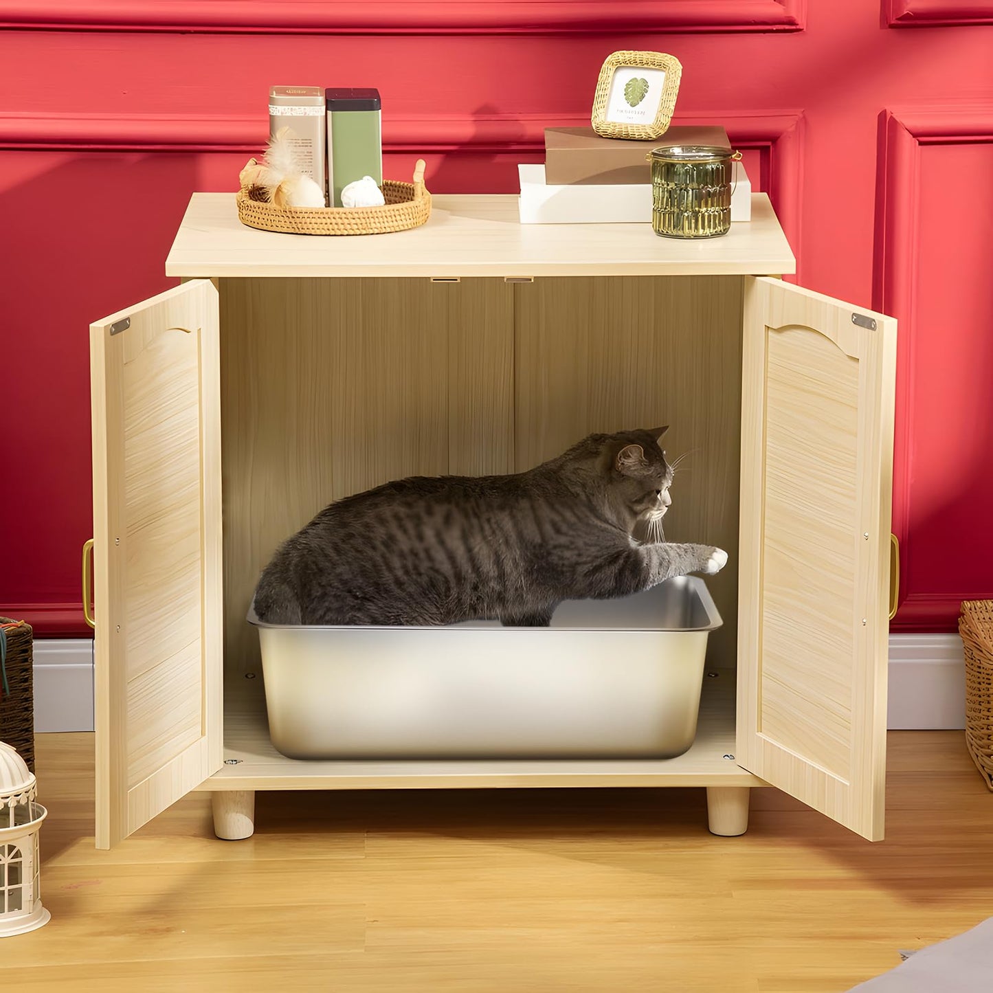 Stainless Steel Litter Box, High Sided Large Metal Cat Litter Boxes Easy Clean, Non Stick and No Smell, Suitable for Adult Cat