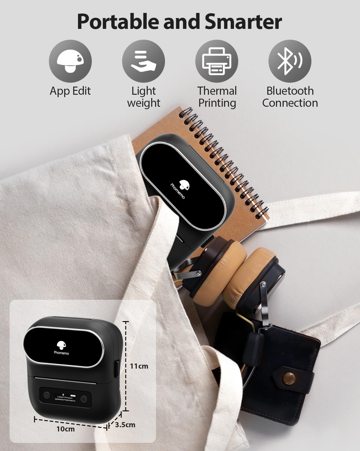 Phomemo M220 Bluetooth Label Maker for Christmas, Label Printer for Small Business, Label Maker Machine with Tape, Sticker Printer Compatible with Phone, Tablet & PC