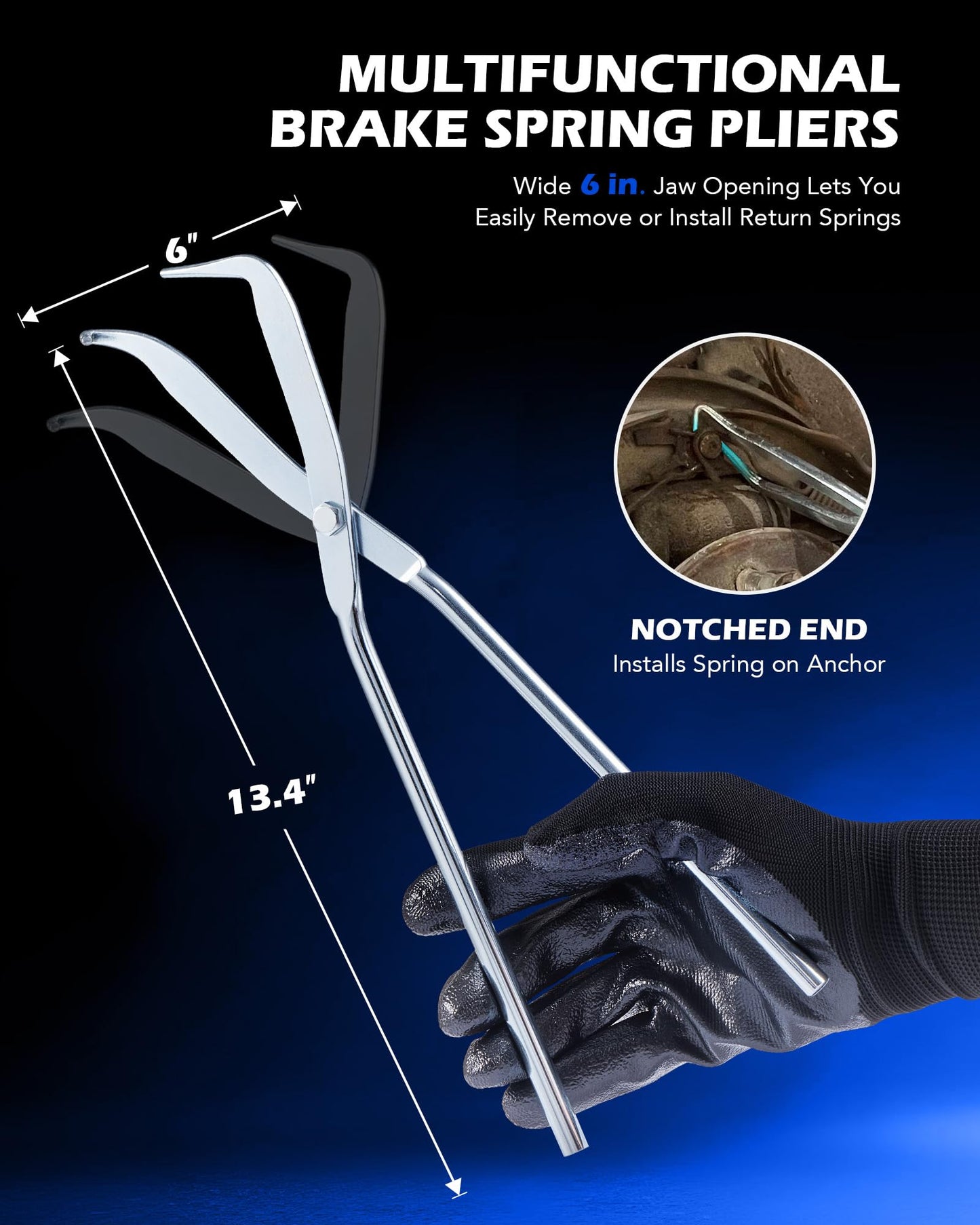 Orion Motor Tech 8pc Drum Brake Tool Kit, Drum Brake Tool with Drum Brake Spring Tool, Brake Spring Compressor, Brake Spring Pliers, Drum Brake Adjusting Tool, Brake Spoon Set, Brake Drum Tool Kit