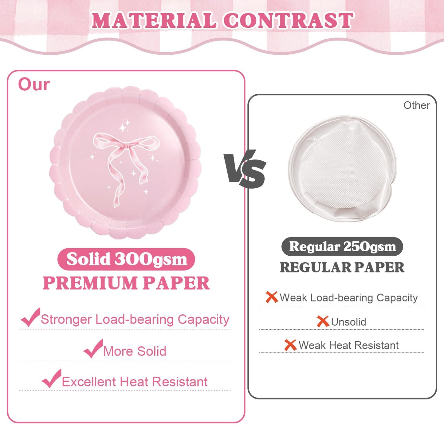 300 Pcs Pink Bow Plates, Cups, Napkins and Tableware Sets for Coquette Birthday Decorations, Pink Birthday Party Supplies Include Straws, Pink Birthday Decorations Which Can Serve 50