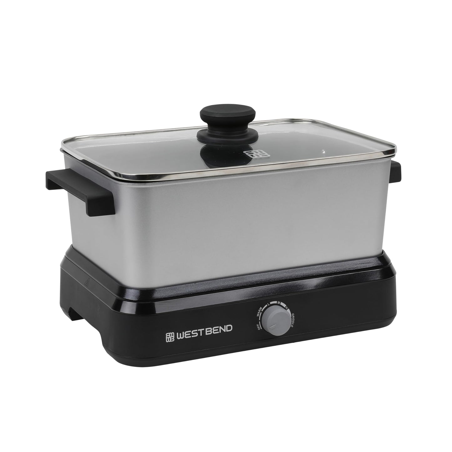 West Bend 87905 Large Capacity Non-Stick Versatility Slow Cooker with 5 Temperature Control Settings Dishwasher Safe Includes A Travel Lid & Thermal Carrying Case, 5-Quart, Silver