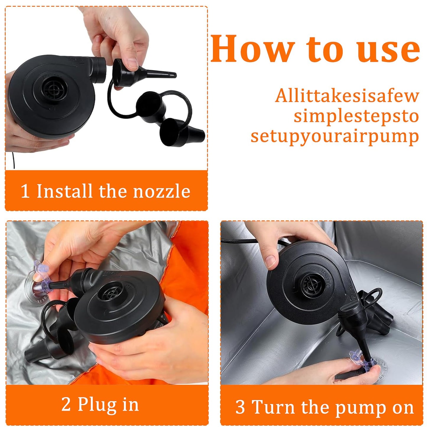 2 Pack Bean Bag Chairs for Adults, Inflatable Chair with Electric Air Pump, Blow Up Lounger Chair, Folding Inflatable Sofa Couch for Camping Living Room Outdoor Activities