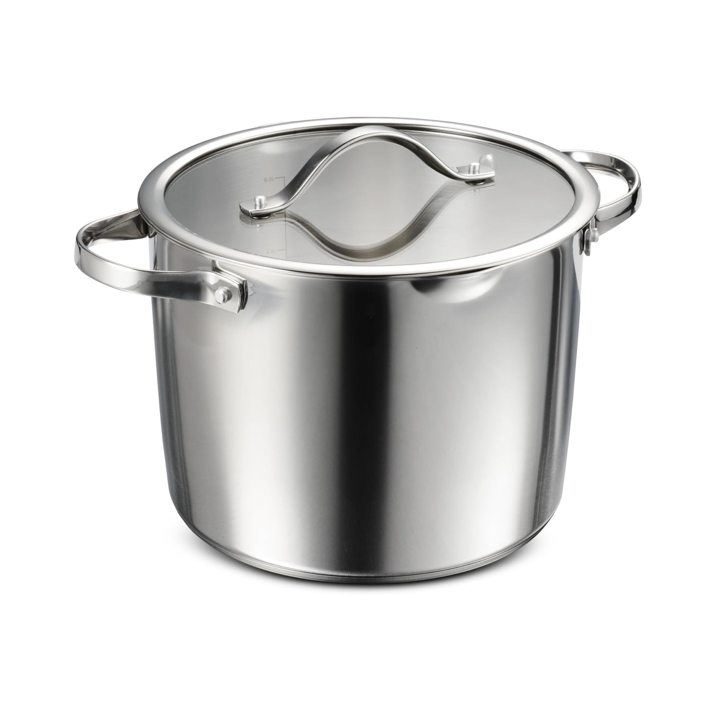 Tramontina Tempo Tri-Ply Base Stainless Steel 8-Quart Stock Pot with Glass Lid, Induction-Ready Pasta Pot, Oven-Safe, Dishwasher-Safe