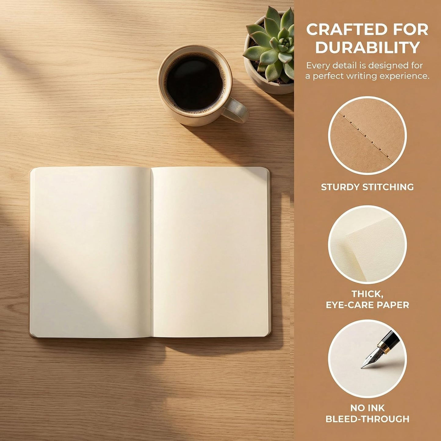 Nicunom 30 Pack A5 Kraft Notebooks, 8.3x5.5 inch Bulk Blank Journals, Travel Journal Unlined Sketchbooks Memo Diary Planner for Office Classroom Supplies, 60 Pages