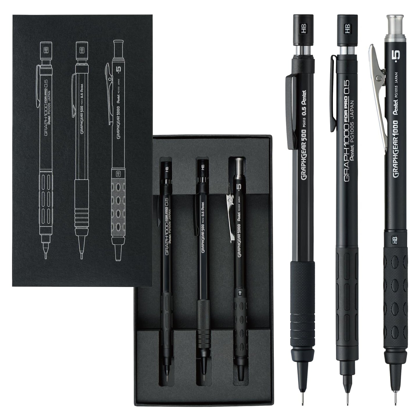 Pentel - Set of 3 60th Anniversary Limited Drawing Pencils 0.5mm PGANAST