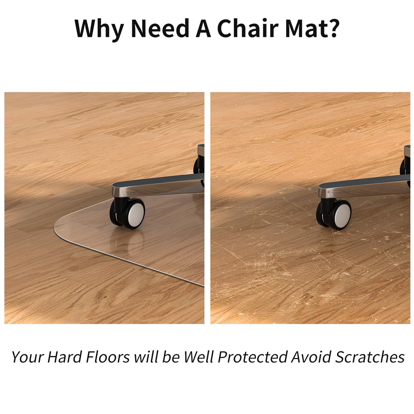 WASJOYE Chair Mat for Hardwood Tile Floor, PVC Floor Protector Cover Rug Mat with Non-Slip Frosted Back, Heavy Duty for Home Office Computer Desk Rolling Chair, Easy Expanded 36"x48"