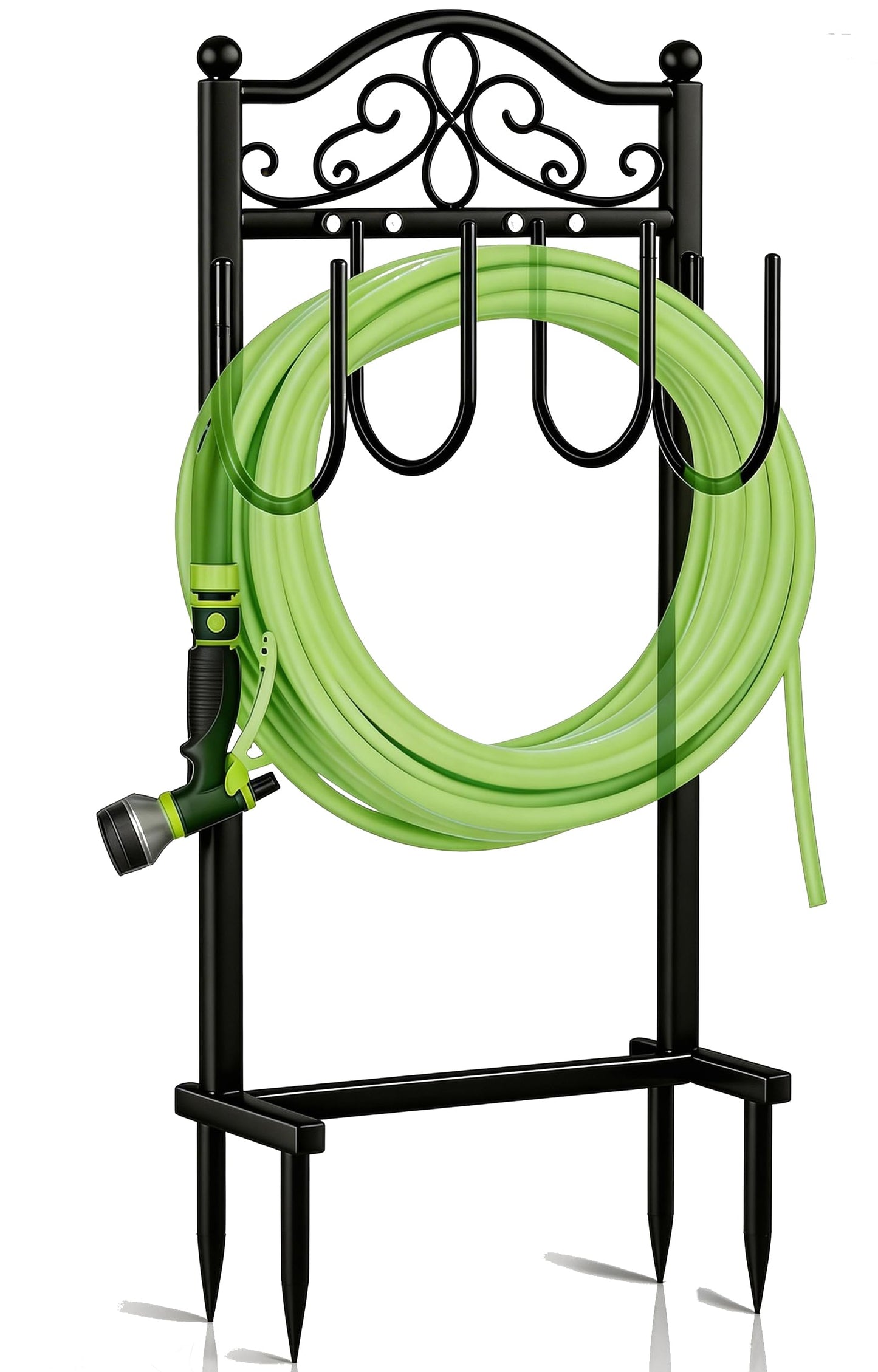 Shomextol Garden Hose Holder, Easy Coiling & Tangle-Free Metal Hose Reel, Portable Water Hose Storage Organizer for 100FT Hoses, Black for Lawn, Yard and Garden.
