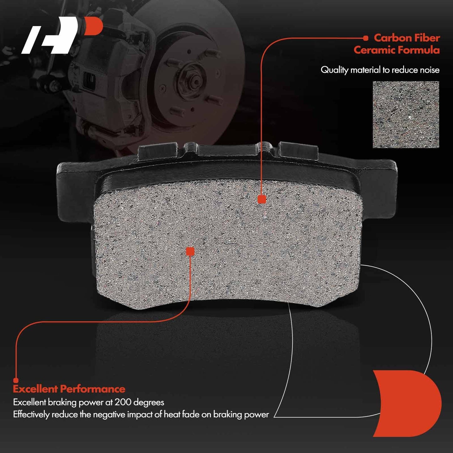 A-Premium Rear Ceramic Disc Brake Pads Set Compatible with Select Acura and Honda Models - CR-V 2005-2016, Crosstour 2012-2015, Accord Crosstour 2010-2011, RDX 2010-2018, with Hardware, 4 Pcs