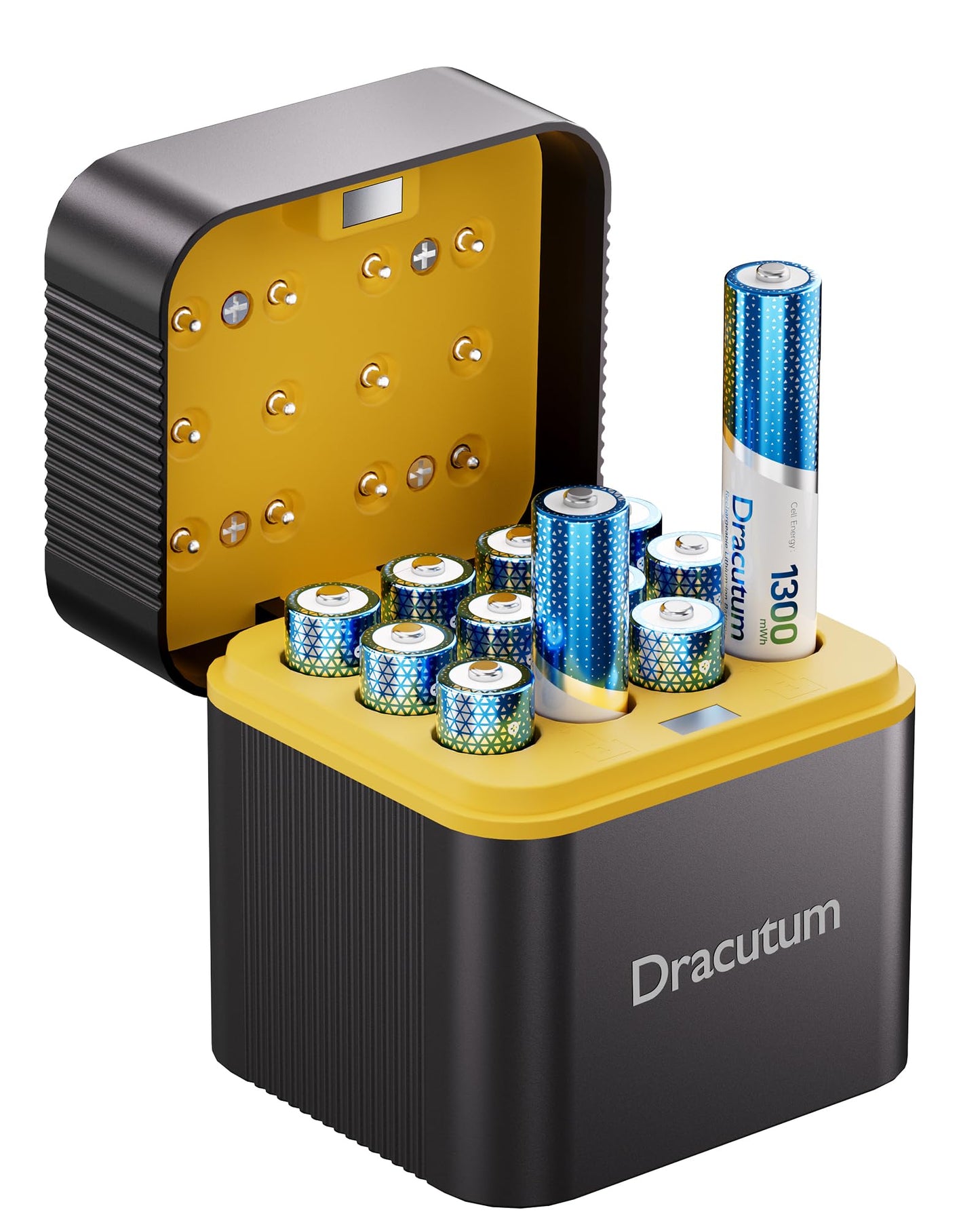 Dracutum Rechargeable Lithium AAA Batteries with Charger 12-Pack, 1.5V Triple A Batteries, 1300mWh High Capacity, 2000 Cycles Long Lasting with 12 Slot Battery Charger