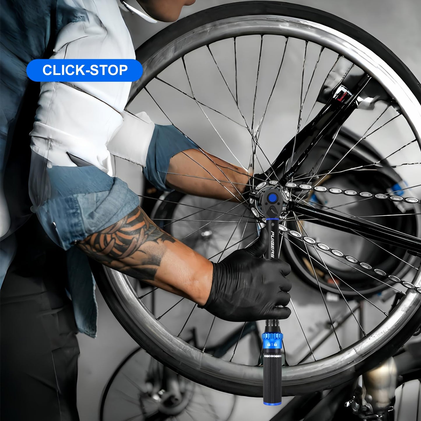 Puibers Torque Wrench 3/8 Drive Click 5-50 FT.LB/6.8-67.8 Nm,Moto Torque Wrenches Dual-Direction Adjustable 72 Tooth ±3% Precision, Mechanical Tools for Bike Car and Moto