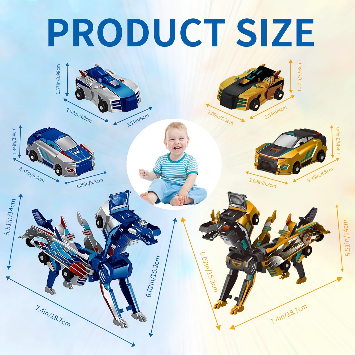 Transformer Dinosaur Toys Cars Magnetic Car Transformer Toy 2-in-1 Remote Control Collision Transforming Dinosaur Car Toy Gift for Boys Age 4-7 and 3-5 Year Olds(2PCS-1)
