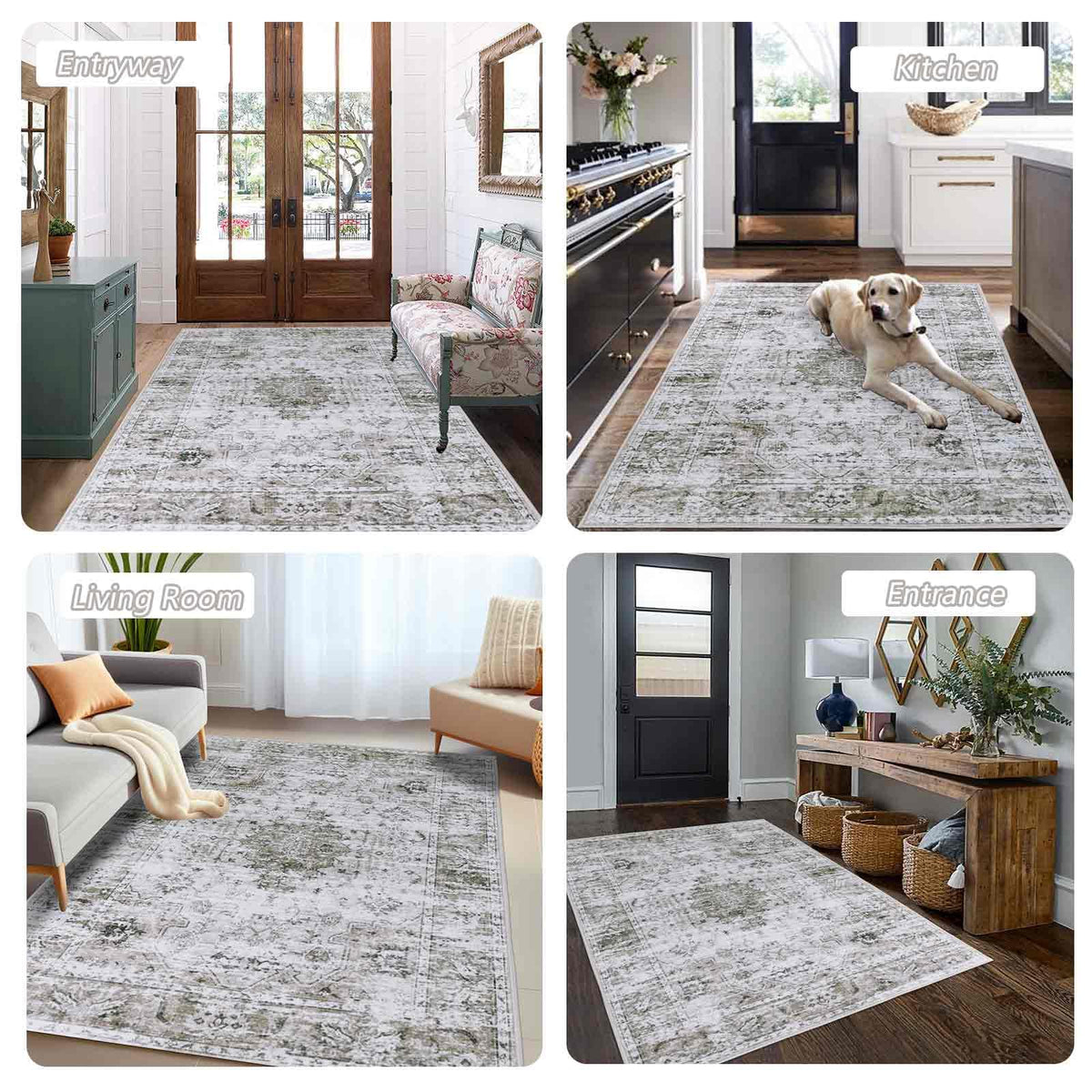 Caknowow 4x6 Area Rug Washable Entrance Mat Indoor Large Dirty Trapper Entryway Rugs Low Pile Heavy Duty Carpet Rugs for Entrance Living Room Bedroom(Taupe)