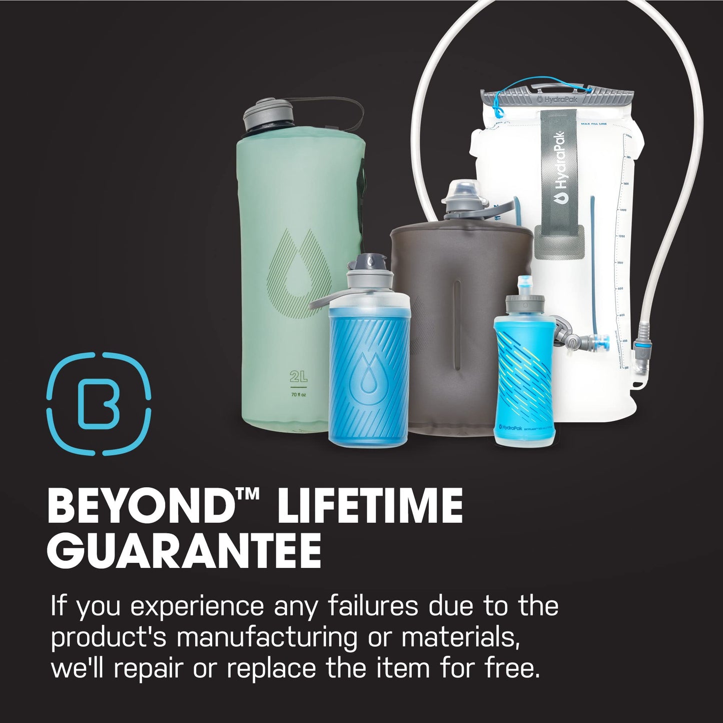 HydraPak Contour Lumbar 1.5L Hydration Reservoir/Water Bladder for Hip and Waist Packs - High-Flow Bite Valve, Leak Proof and Dishwasher Safe