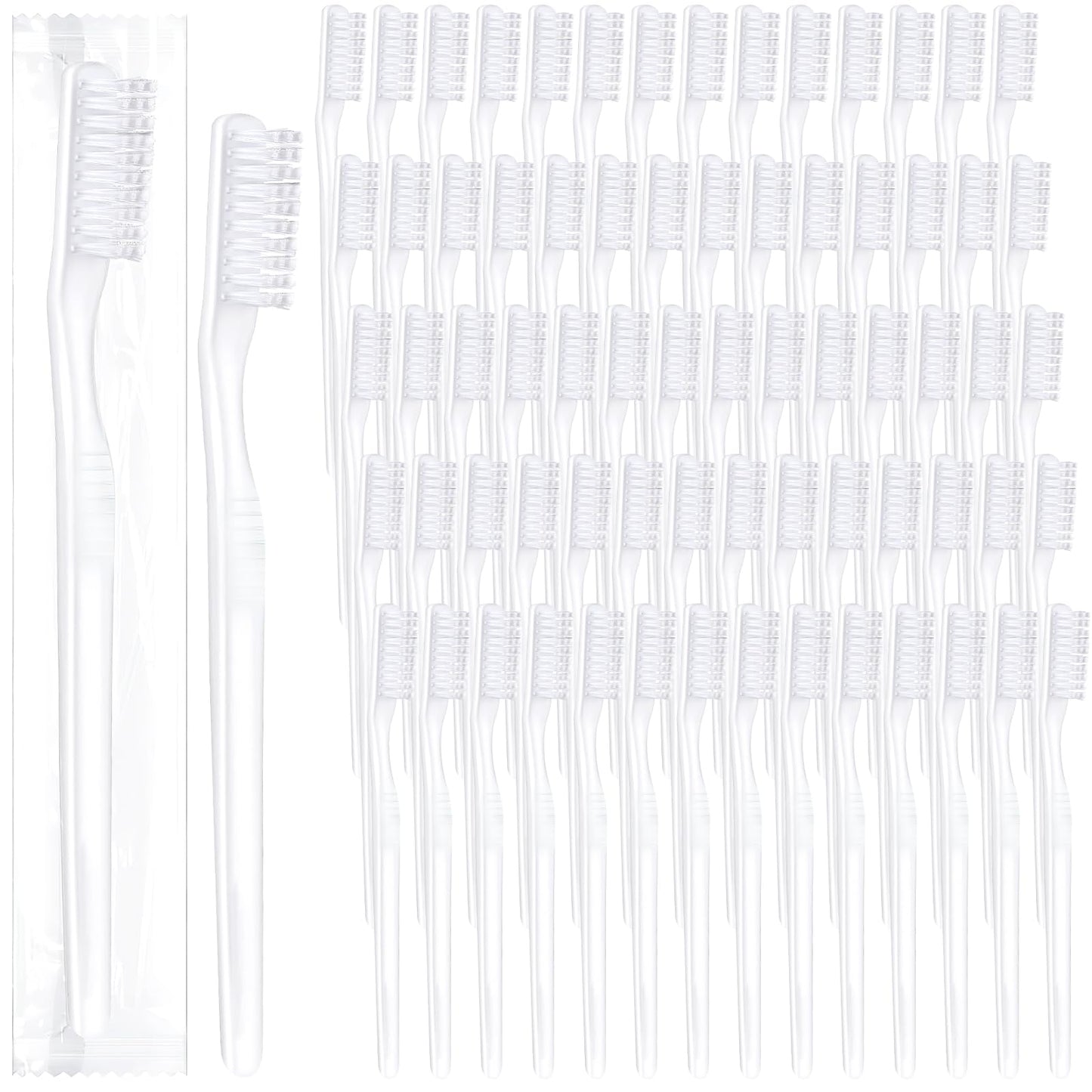 200 Pack Disposable Toothbrushes, Individually Wrapped Soft Bristles Toothbrushes Bulk Travel Tooth Brush Single Use Wrapped for Hotel Camping Travel, Guests & Homeless(White)