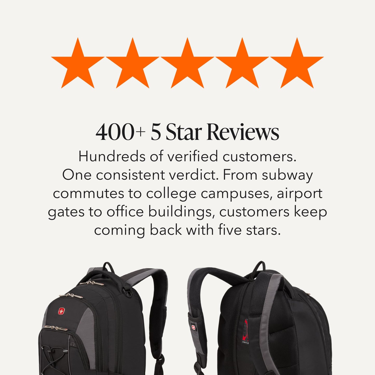 SwissGear Travel Gear Bungee Backpack (Black/Grey) - Dimensions 17.5 x 11.5 x 7.5 inches