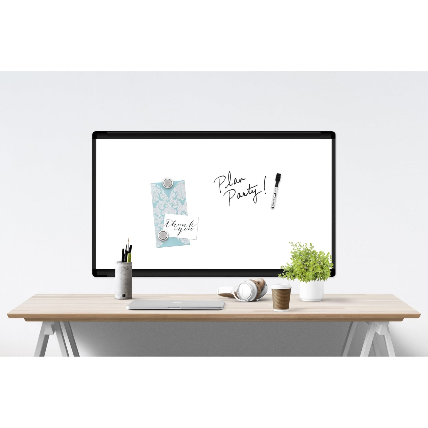Quartet Wide-Format Magnetic Dry-Erase Board, Black Frame, Includes Mounting Hardware, 30” x 18” (6447448101)