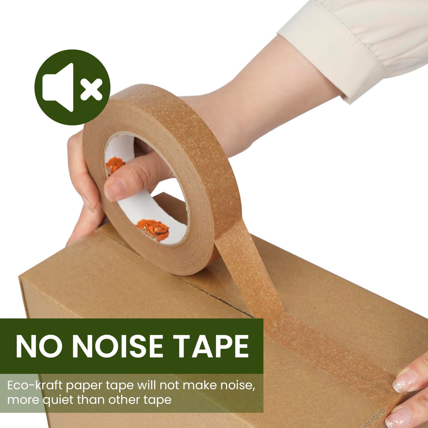 TAPEBEAR Narrow Kraft Paper Tape 12Rolls 1" x 164FT, Eco-Friendly Brown Packing Tape Recyclable for Photo Framing, Gift Wrapping, Labeling, Packaging, Shipping, Sealing, Moving