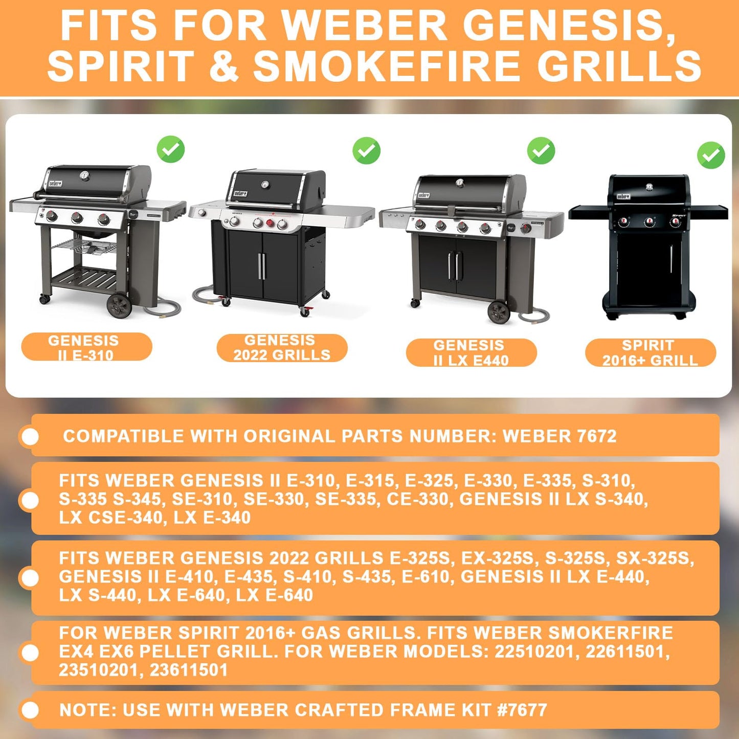PETKAO 7672 Flat Top Griddle for Weber Crafted Grill Genesis II 300/400 Series, Genesis S/E-325S SX-325S EX-325S Replacement Parts, Crafted Griddle Accessories for Weber Spirit/Smokefire EX6 EX4 Grill