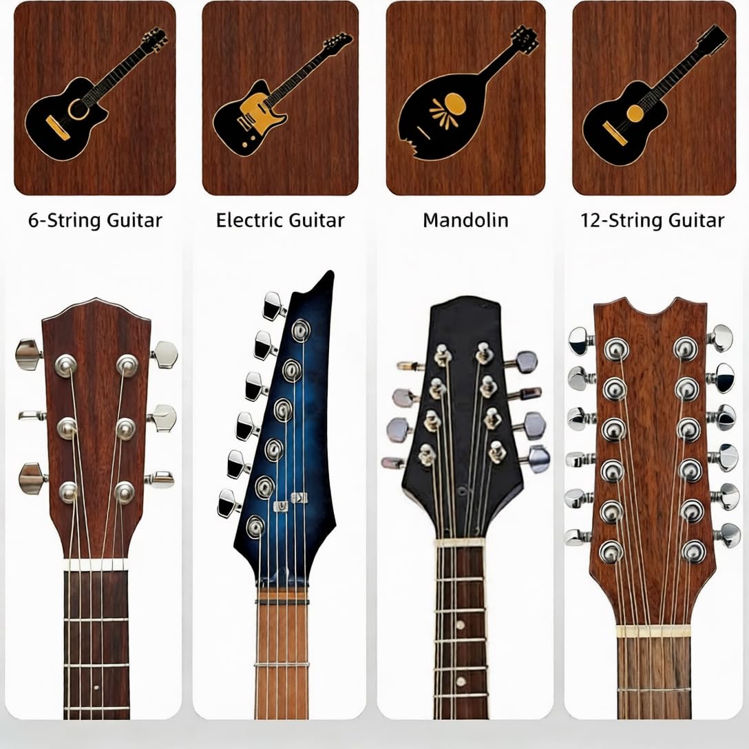 Black Walnut Guitar Wall Mount 4 Pack Guitar Hanger Wall Hook Holder Stand Display - Easy to Install - Fits All Size Guitars Bass Mandolin Banjo Ukulele