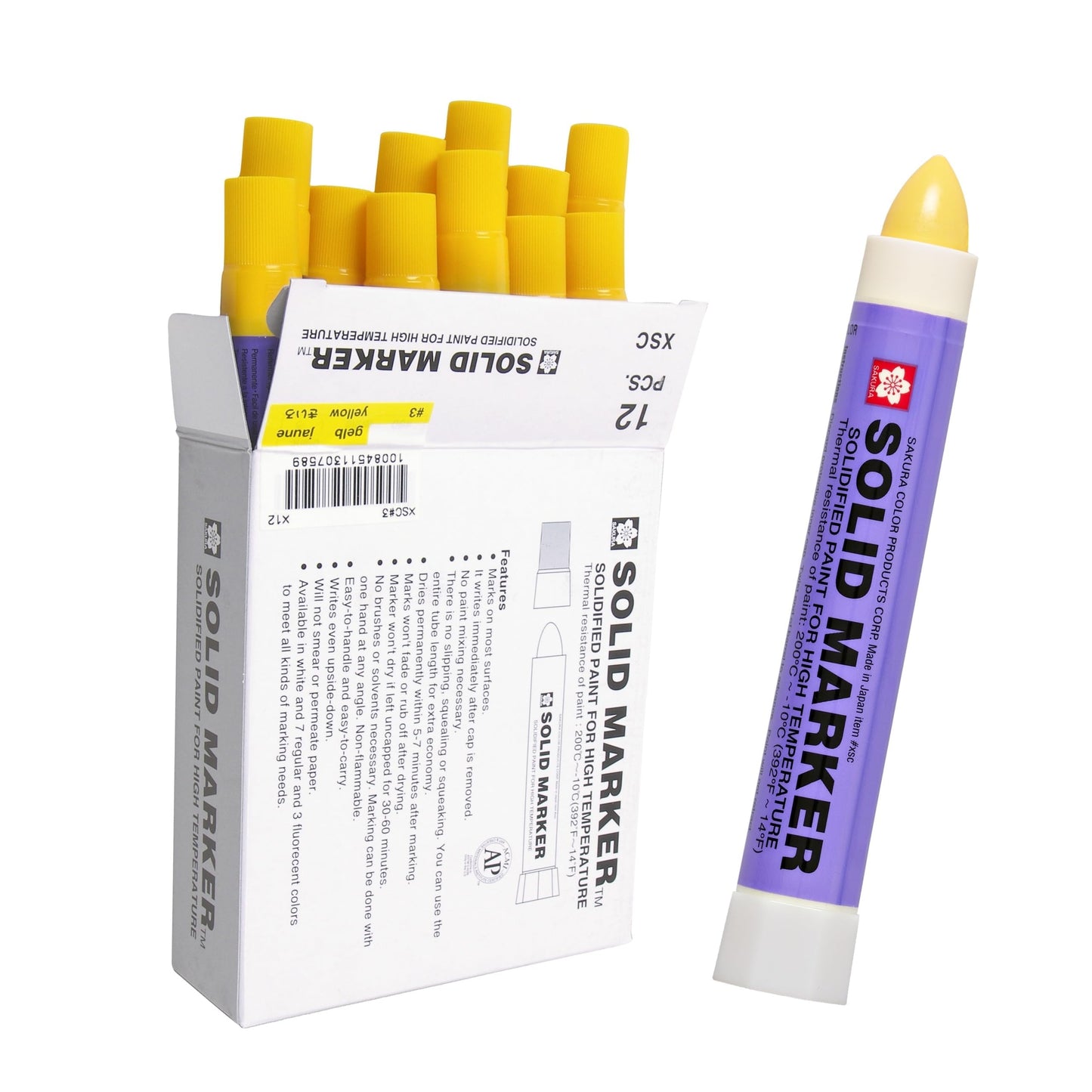 Sakura Solid Paint Markers - Permanent Marker Paint Pens - Window, Wood, & Glass Marker - Yellow Paint - 12 Pack