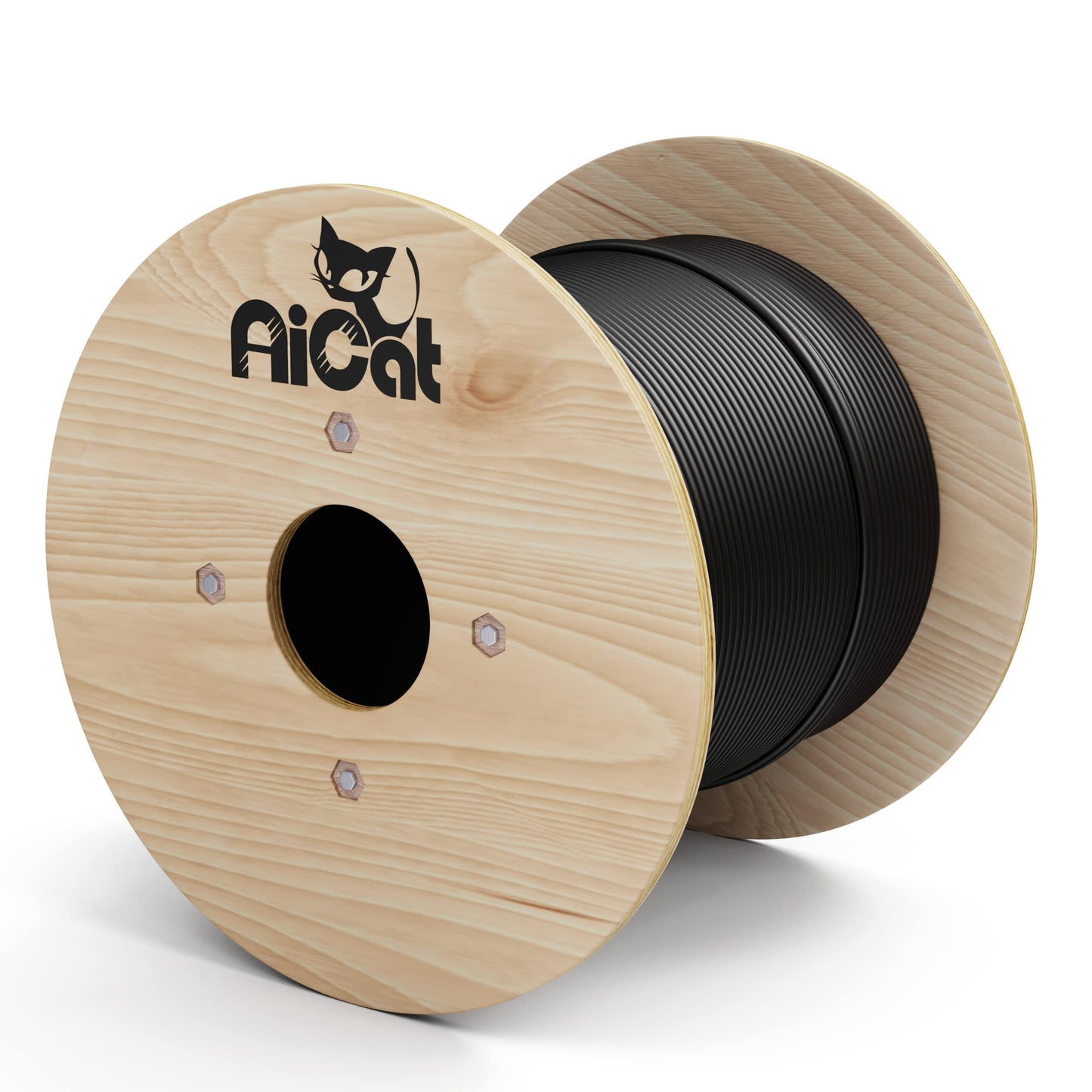 AiCat Cat5e Outdoor Ethernet Cable Direct Burial Unshielded Riser CMX Rated 500ft, UV Resistant 24AWG Solid Bare Copper, 350MHz, UL Listed, Twisted Pair UTP, Waterproof, Bulk Ethernet Cable - Black