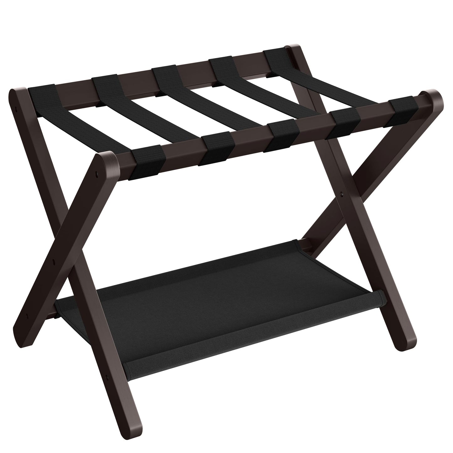 SONGMICS Luggage Rack, Bamboo Luggage Rack for Guest Room, Folding Suitcase Stand, for Hotel, Bedroom, Heavy-Duty, Holds up to 131 lb, Chestnut Brown URLR007R01
