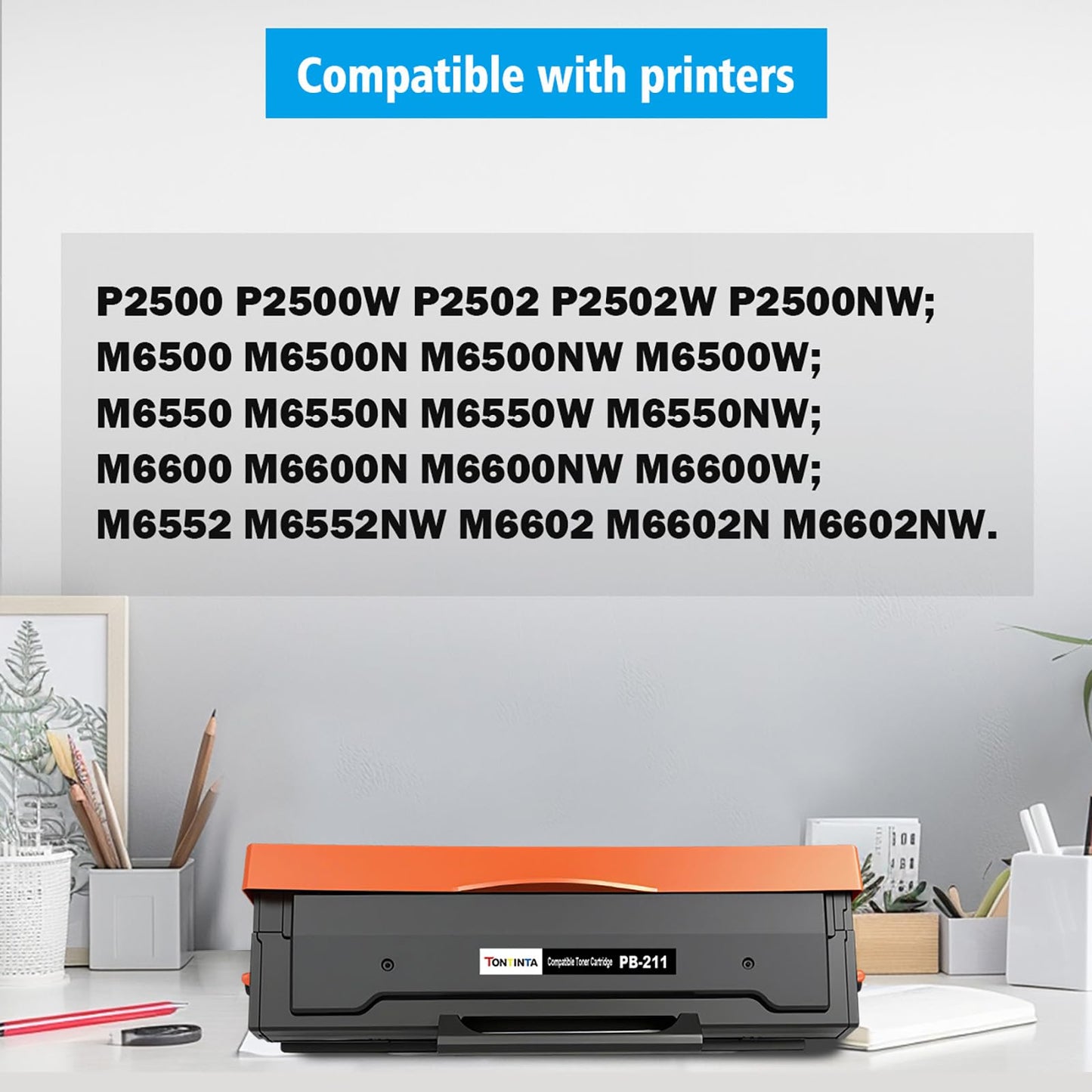 TONTINTA PB-211 PB211 Compatible Toner Cartridges PB-211EV PB211EV PB 211EV 1600 Pages 2 Blacks for 2500W P2502 P2502W P2500NW M6500N M6500NW M6500W M6550N M6550NW M6600NW M6600W M6552NW M6602 Printer