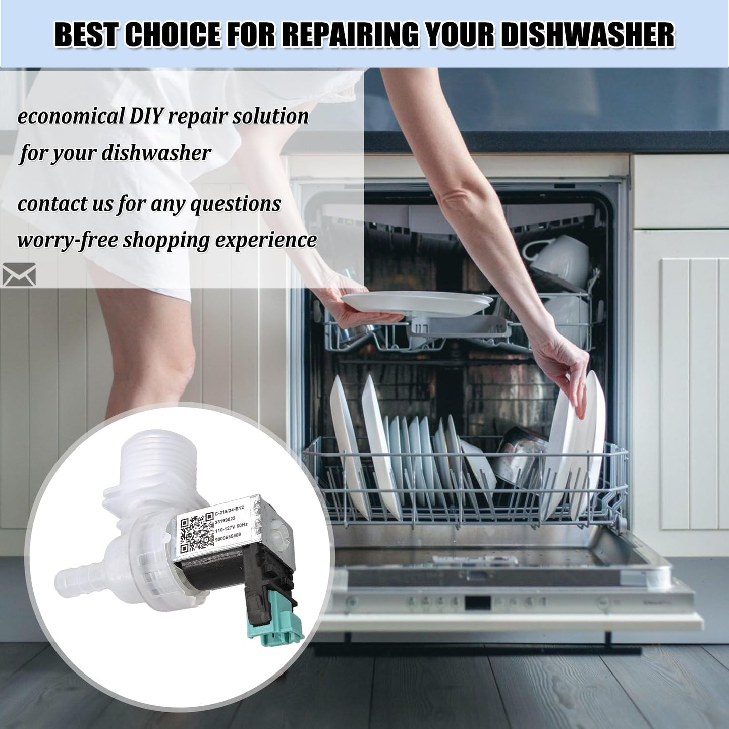 00628334 10023852 Dishwasher Water Inlet Valve - Dishwasher Water Valve Replacement Parts 33199023, 628334, 9000655808