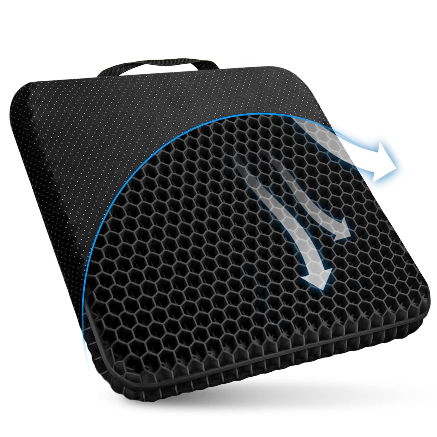 Gel Seat Cushion, Double Thick Gel Cushion,Non-Slip Cover,Help in Relieving Back Pain & Sciatica Pain,Breathable Wheelchair Cushion Chair Pads for Car Seat Office Chair