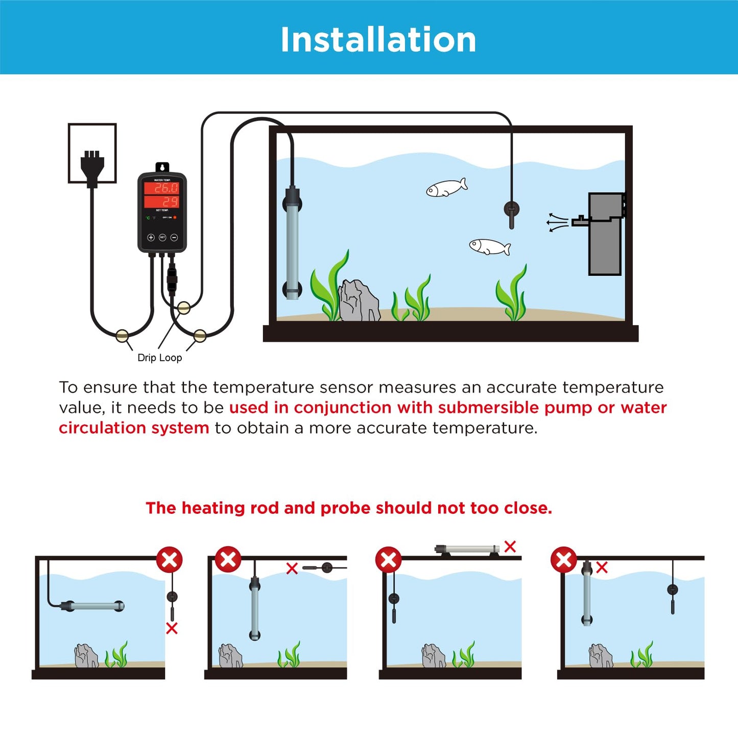Titanium Aquarium Heater 800W, Submersible Fish Tank Heater with Digital Display Temperature Controller, 0℃-40℃ Adjustable, Fast Heating for 100~150 Gal Saltwater Freshwater Fish Tank, MX-9015(800W)