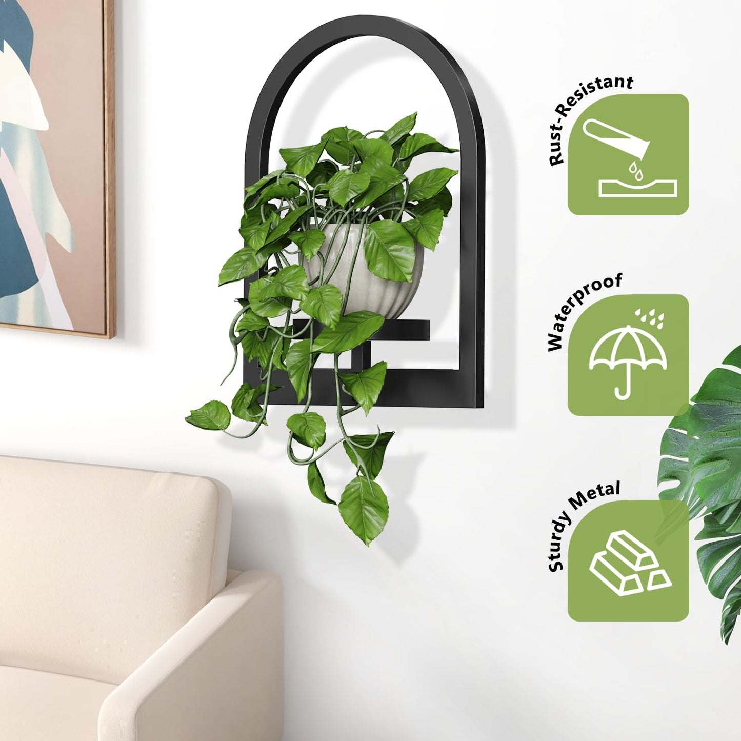 Wall Planters for Indoor Plants, 3D Floating Wall Planter for Home Decor, Picture Frame Plant Holder, Plant Shelves 2 Pack for Living Room Home Office