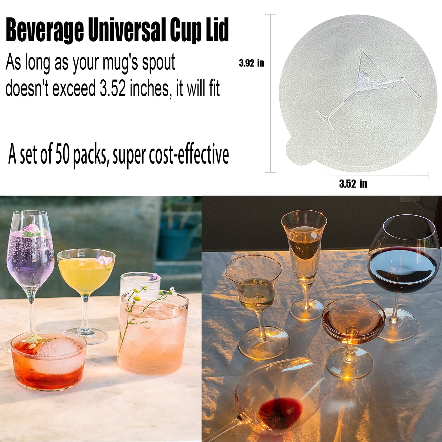 Protective Drink Cap, Pack of 100, Drink Sleeves for Protection Against Alcohol, Prevents Unwanted Items From Getting Into Beverage Cups, Fits Most
