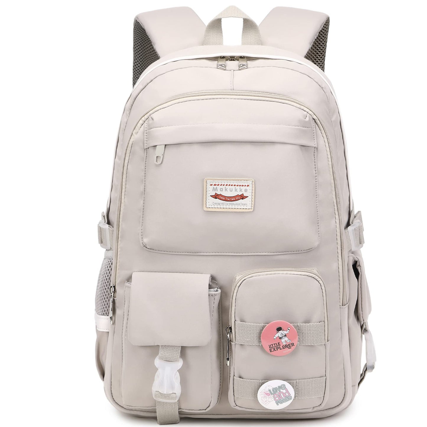 Makukke School Backpacks for Teen Girls - Laptop Backpacks 15.6 Inch College Bookbag Anti Theft Women Casual Daypack, Gray