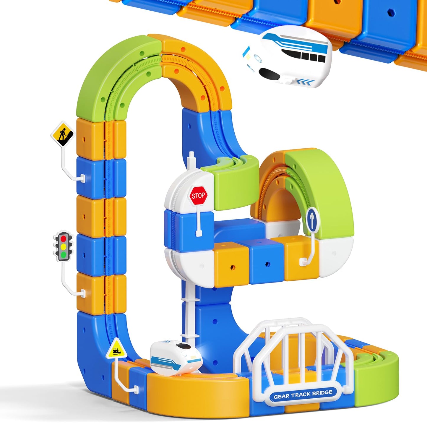 Fortand Electric Train Set for Kids 3-8, 124PCS (36 Track +1 Car) 3D Flexible Track STEM Building Railroad Toy DIY Train Track Anti-Gravity Creative Toy for Boys Girls Ages 3 4 5 6 7 8+ Birthday Gifts