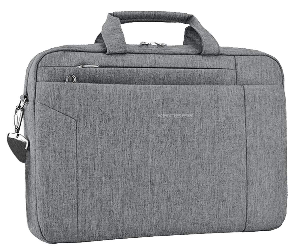 KROSER Laptop Bag 15.6 Inch Briefcase Shoulder Bag Water Repellent Laptop Bag Satchel Tablet Bussiness Carrying Handbag Laptop Sleeve for Women and Men-Grey