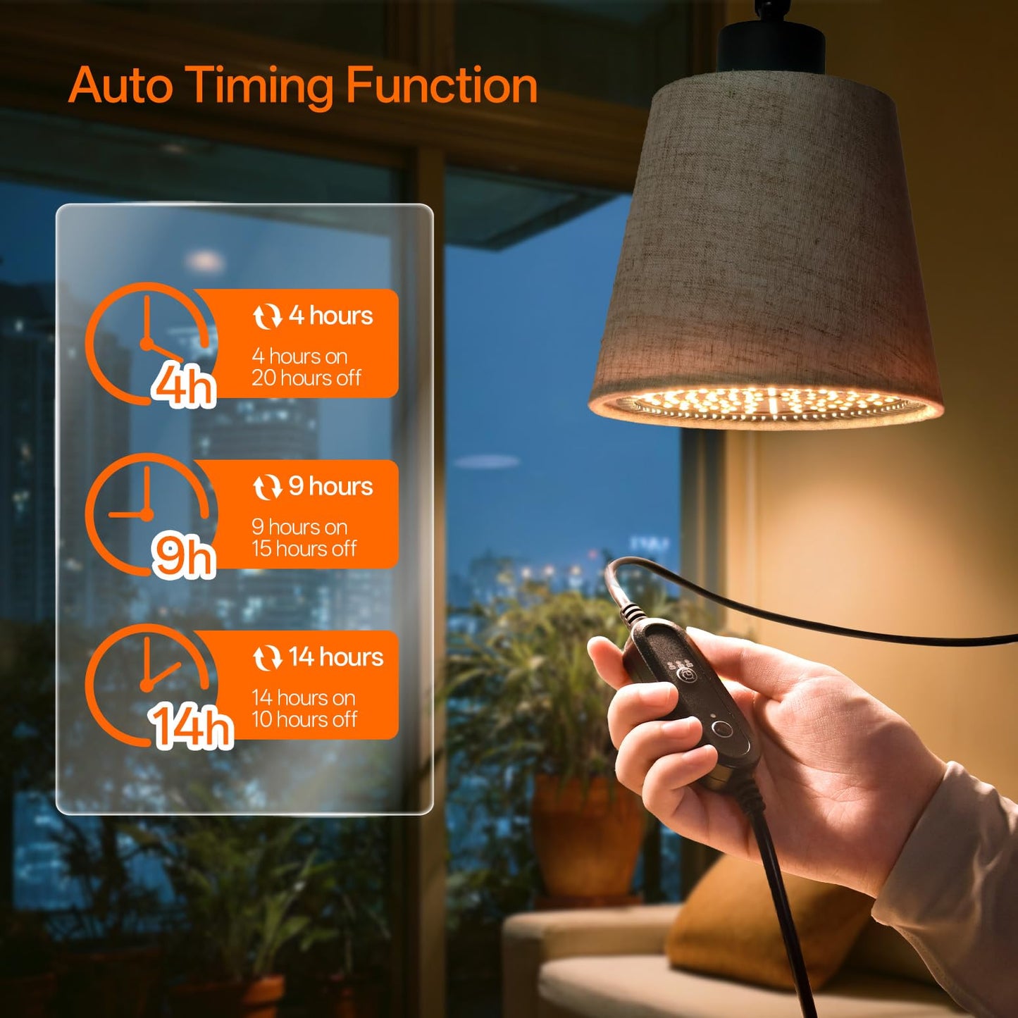 Bstrip Hanging Grow Lights for Indoor Plants, 25W Full Spectrum, 4H/9H/14H Timer, 3000K Wall-Mounted Decorative Plant Light with 9.8FT Power Cord, Ideal for Tall Plants, Flowers and Potted Trees