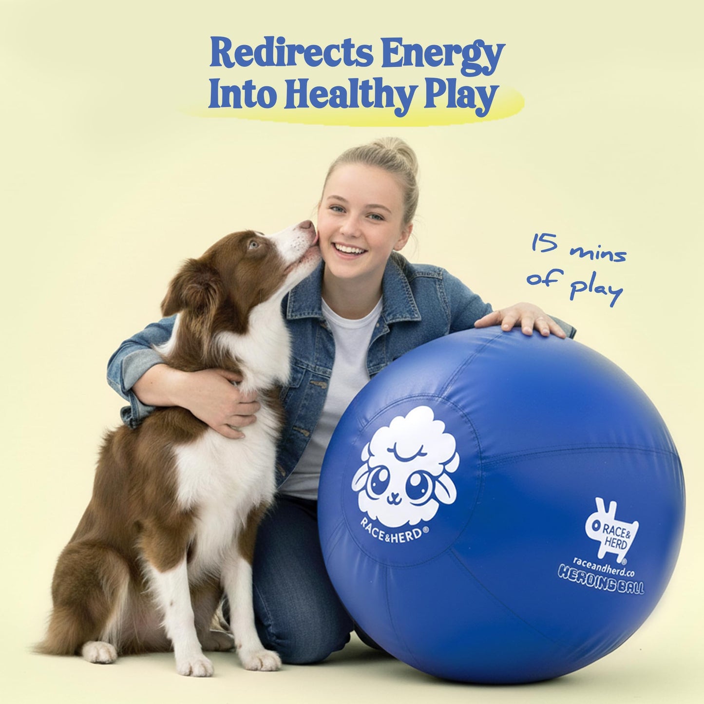 Race&Herd Herding Ball for Dogs (25" M Set) for Australian Shepherd, Cattle Dogs, Collie & Herding Dog, Dual Layered Dog Ball, Horse Ball - Free IACP Training Book