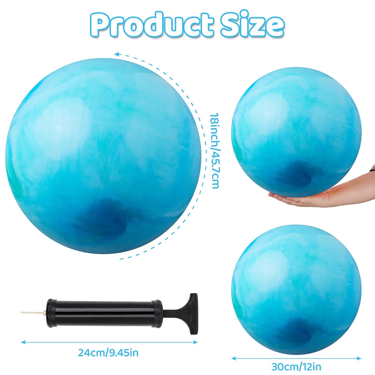 5 Pcs Fun Bouncy Balls, 18 InchRubber Inflatable Kick Ball Bouncing Sensory Balls with Hand Air Pump for Park Backyard Beach Indoor Outdoor Party Favors…