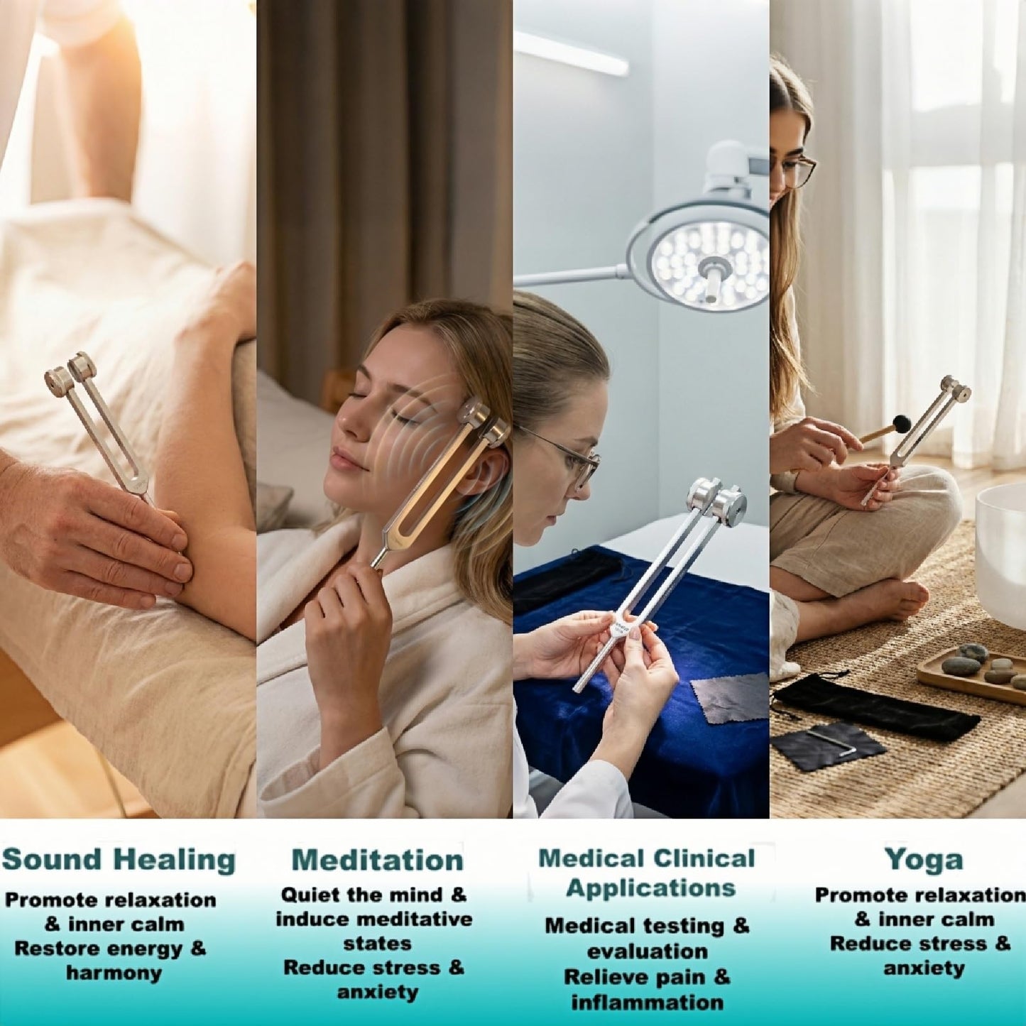 Miwayer Professional 64 Hz Tuning Forks (Otto Style) for Healing, Medical, and Music - Multi-Frequency Tuning Fork Kit for Sound Therapy, Meditation, Chakra Balancing, and Instrument Tuning