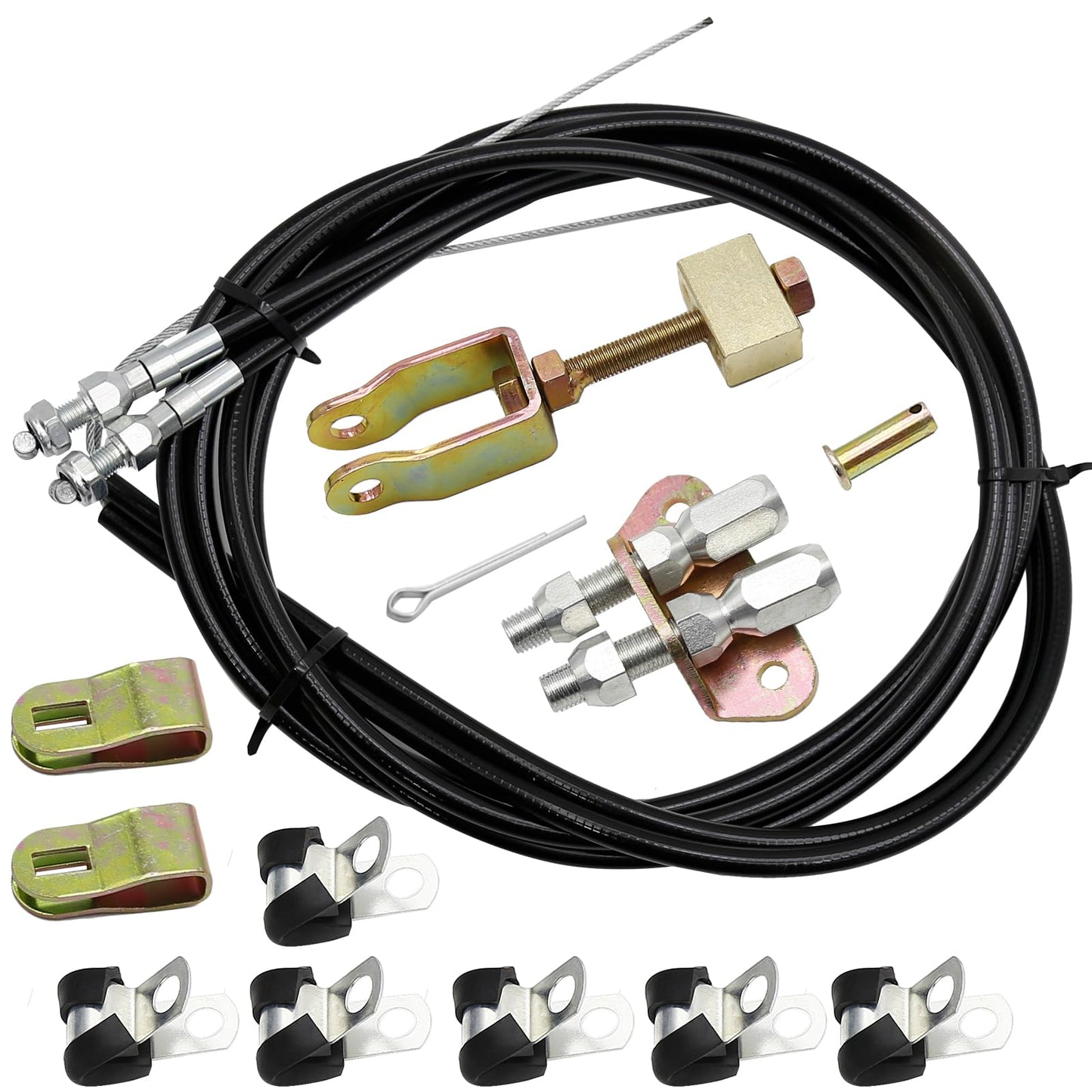 Vkinman 330-9371 Universal Emergency Parking Brake Cable Complete Kit 110" Long Cables with 97" Long Sheath E-Brake Set Replace# 140-14415-R