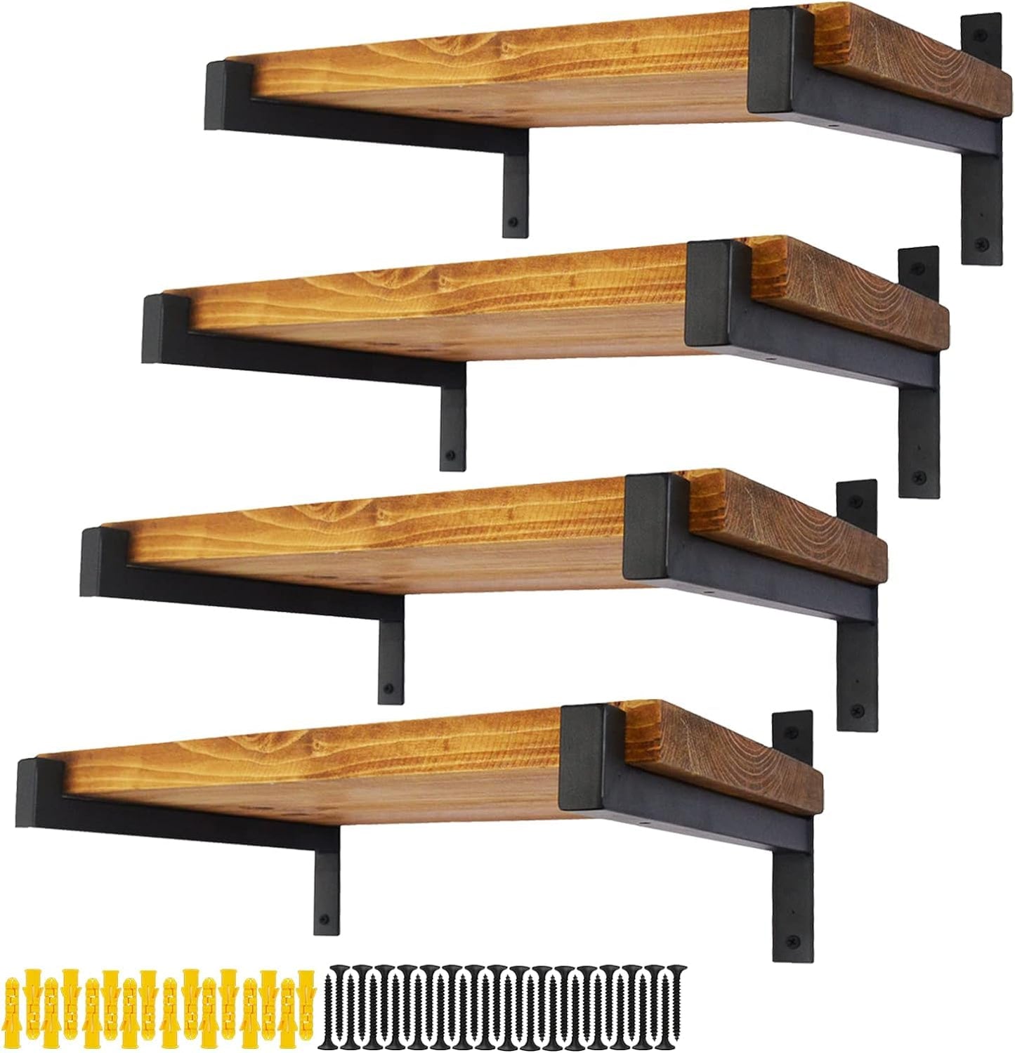 FlyGulls 8 Pcs Black Shelf Brackets Heavy Duty Brackets for Shelves Floating Shelf Bracket with Lip 13 Inch for Living Room Office